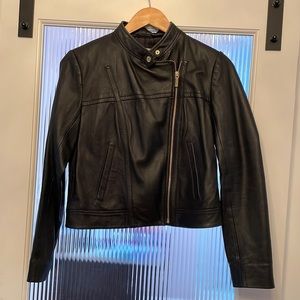Michael Kors black leather Moto jacket